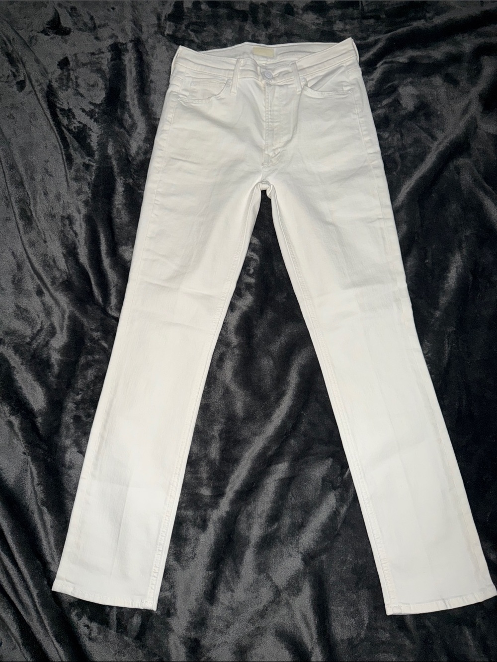 MOTHER White Mid Rise Dazzler Ankle
